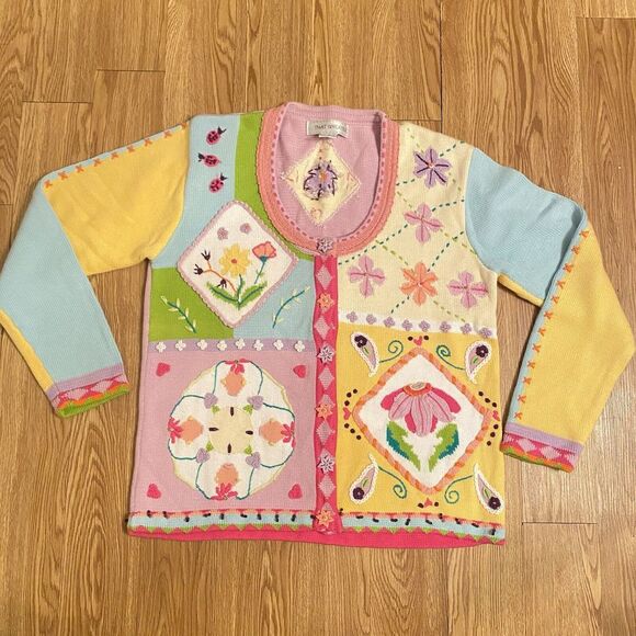 Sweaters - VTG Sweater Women's M That Sweater Beaded Beautiful Floral Designs Nice